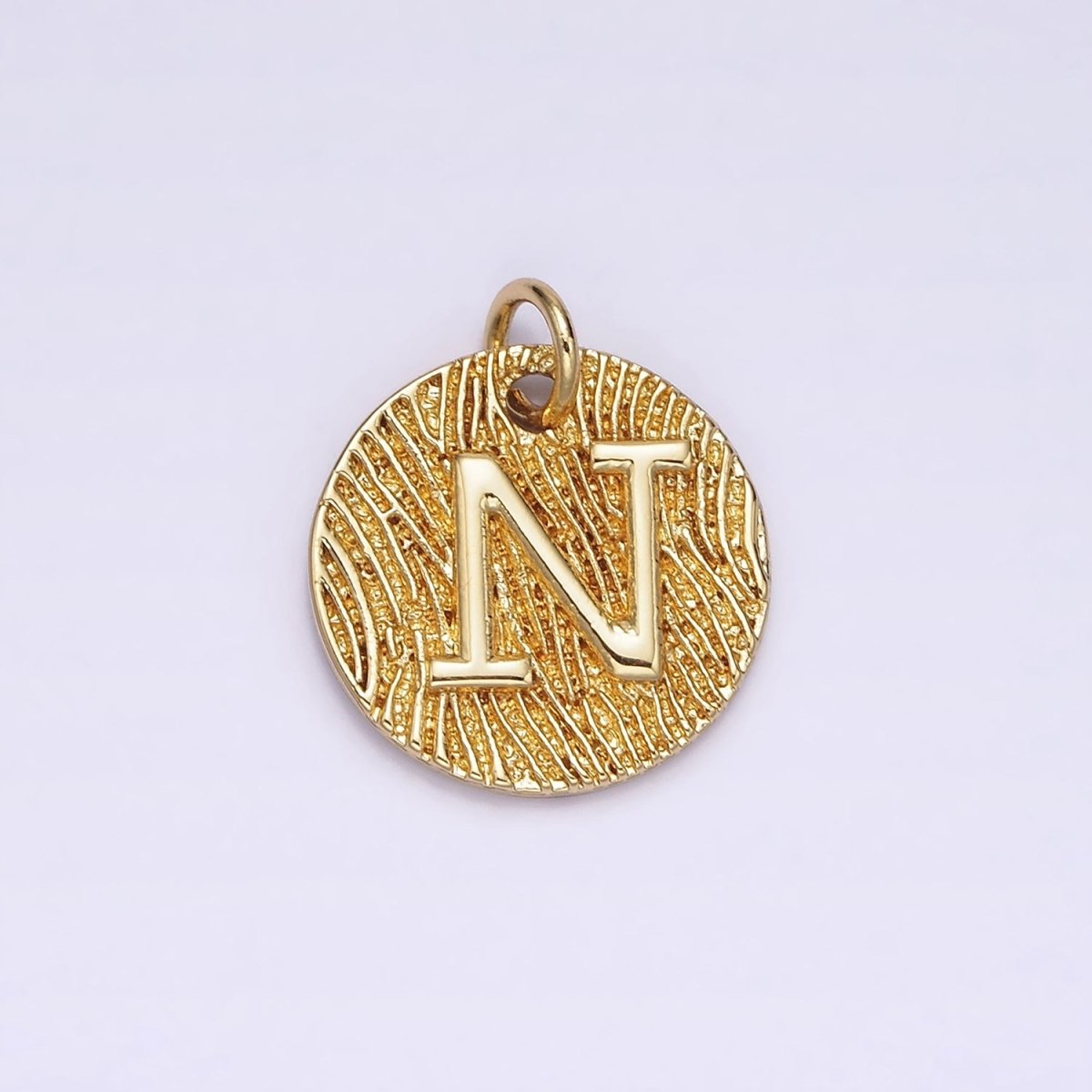 24K Gold Alphabet Charms, English Letter Pendants 15mm Initial Coin Pendants | A-A1119-A-A1131