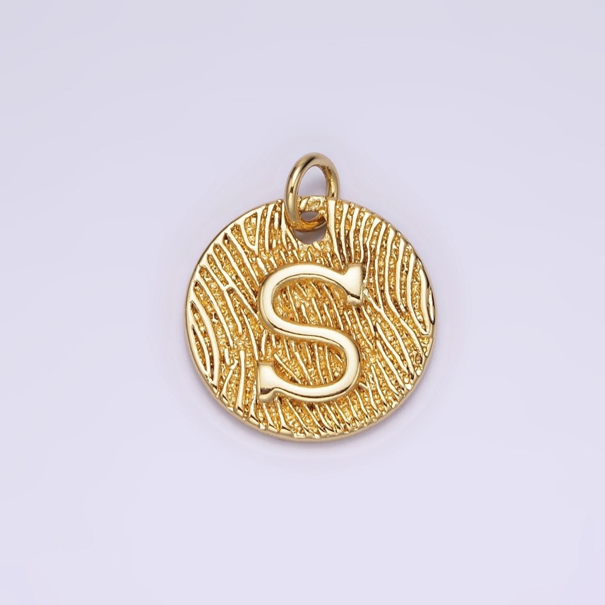 24K Gold Alphabet Charms, English Letter Pendants 15mm Initial Coin Pendants | A-A1119-A-A1131