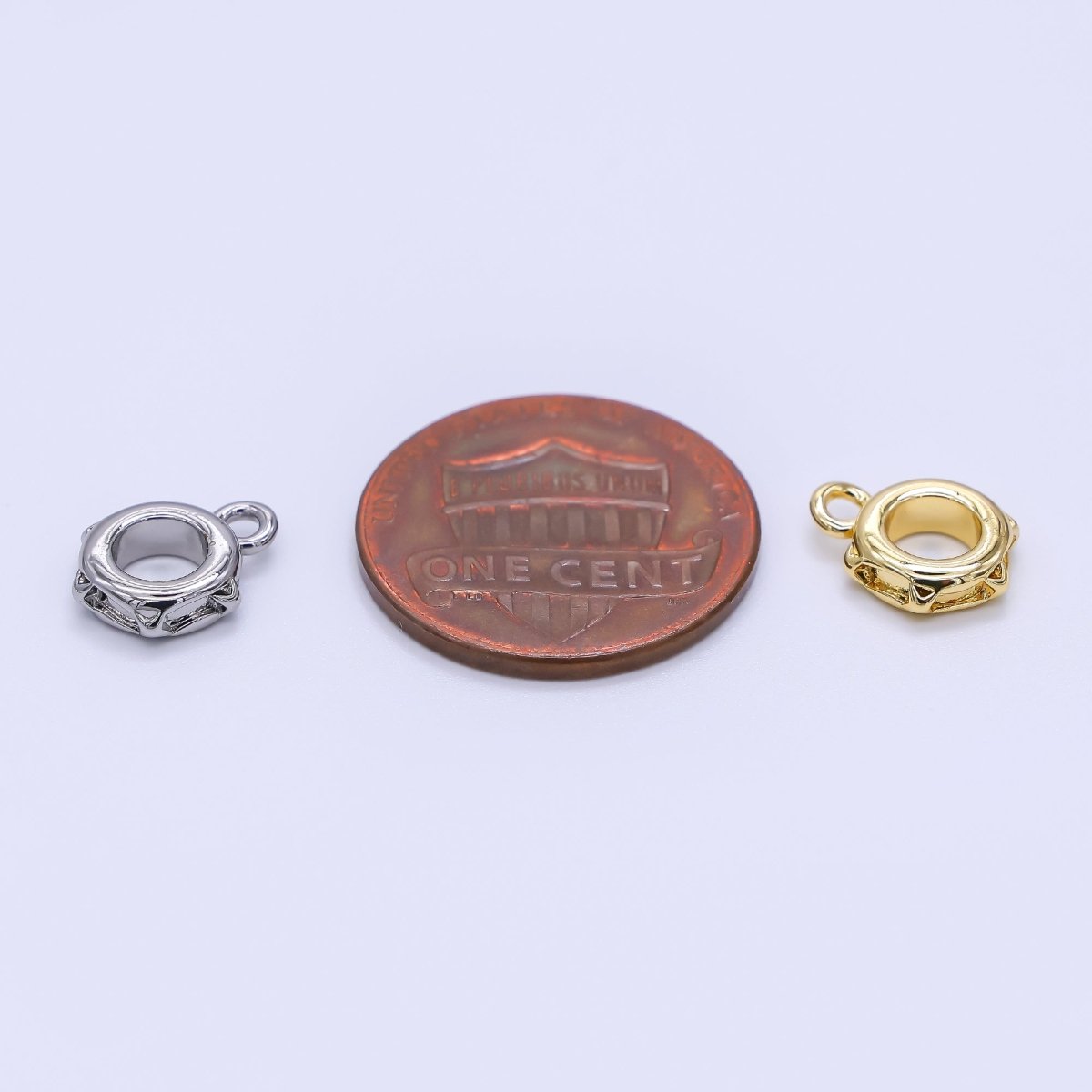 24K Gold Filled 10mm Geometric Edged Drop Rondelle Bail Slide Charm Holder Enhancer in Gold & Silver | Z1297