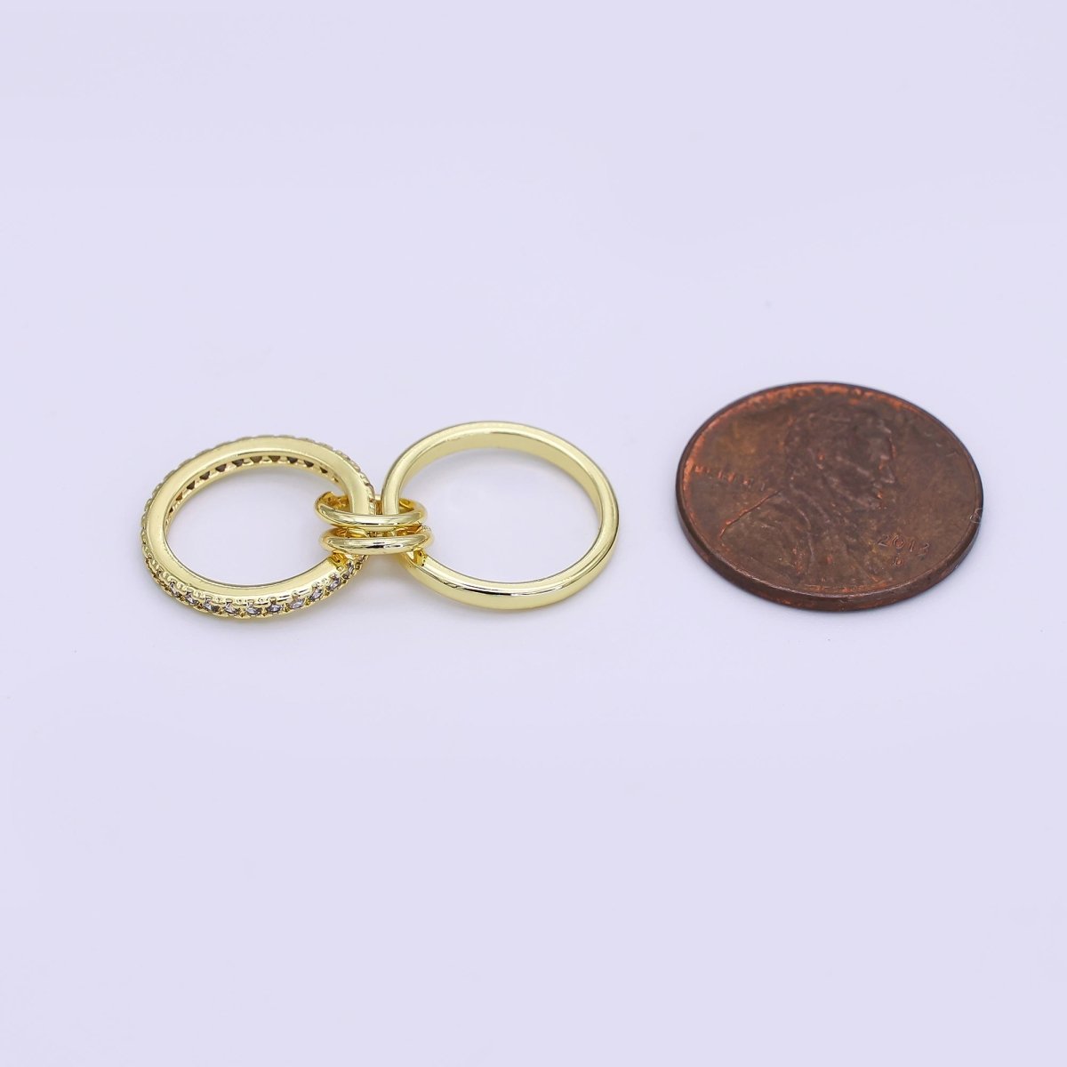 24K Gold Filled 10mm, 14.5mm Micro Paved CZ Double Loop Finding | Z1093 Z1094