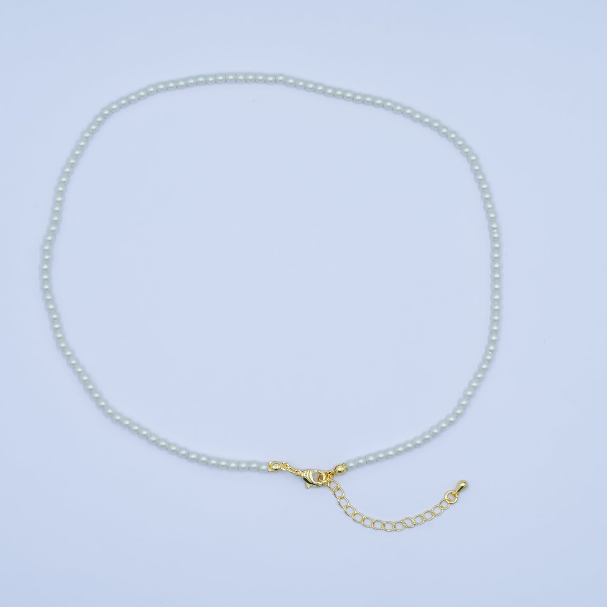 24K Gold Filled 10mm, 8mm, 6mm, 4mm, 3mm White Shell Pearl Gemstone 17 Inch Necklace | WA-2775 ~ WA-2779