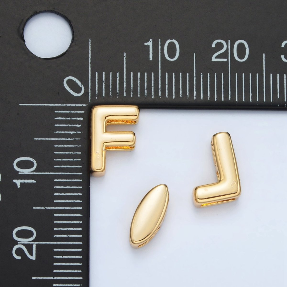 24K Gold Filled 10mm Chubby Minimalist Alphabet Letter Initial Personalized Bead | A1578-A1590