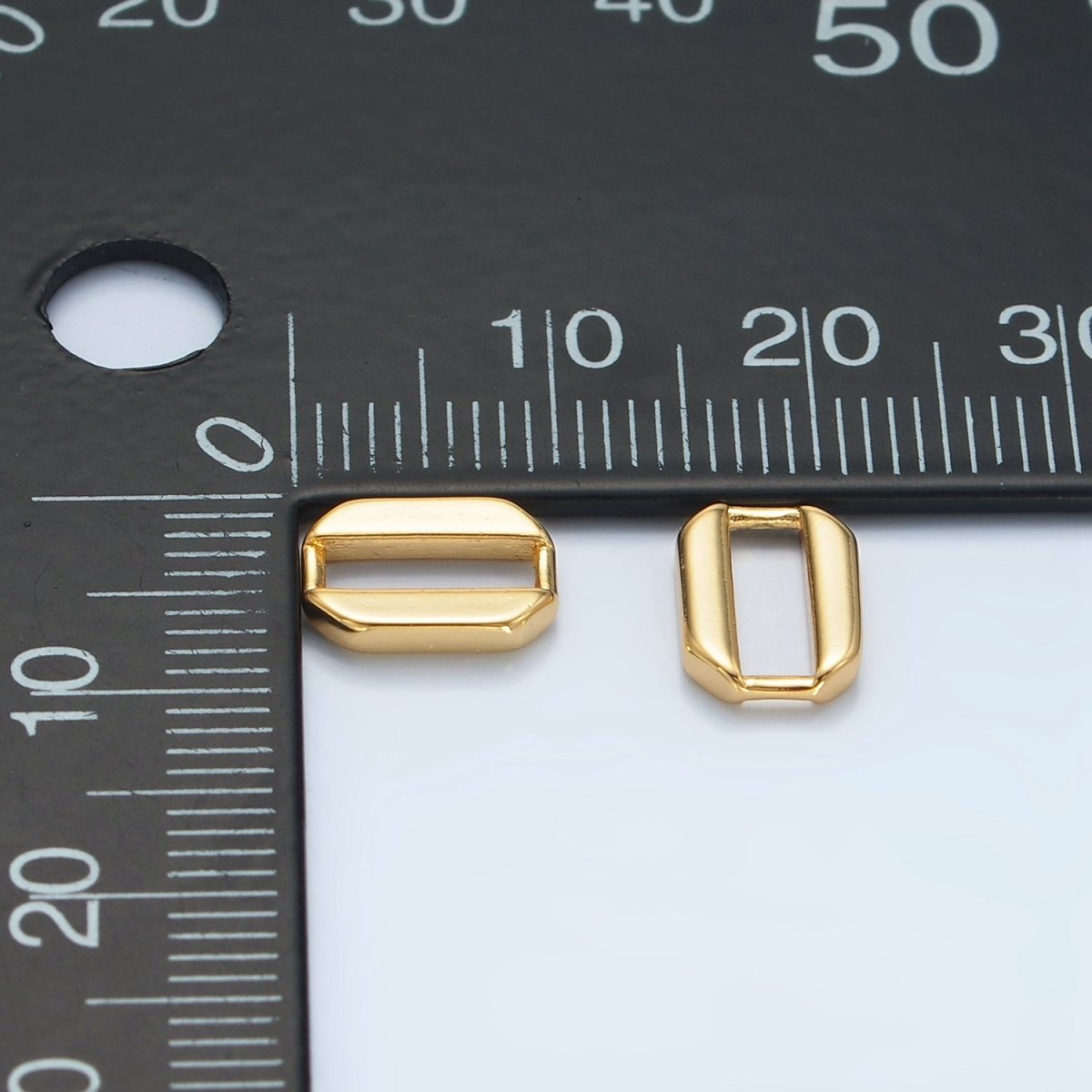 24K Gold Filled 10mm Edged Oblong Charm Link Findings in Gold & Silver | Z860