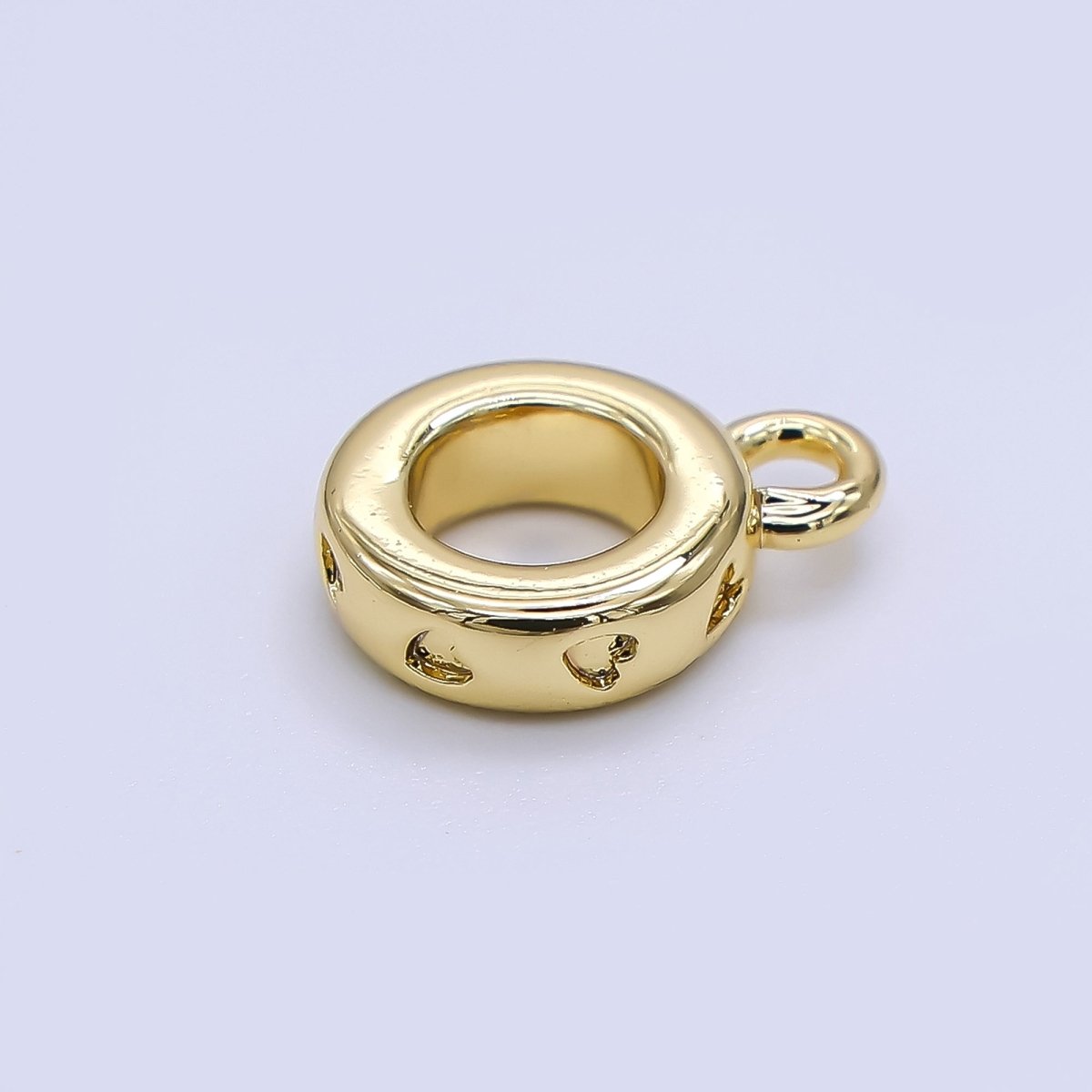 24K Gold Filled 10mm Heart Drop Rondelle Bail Slide Charm Holder Enhancer in Gold & Silver | Z1296