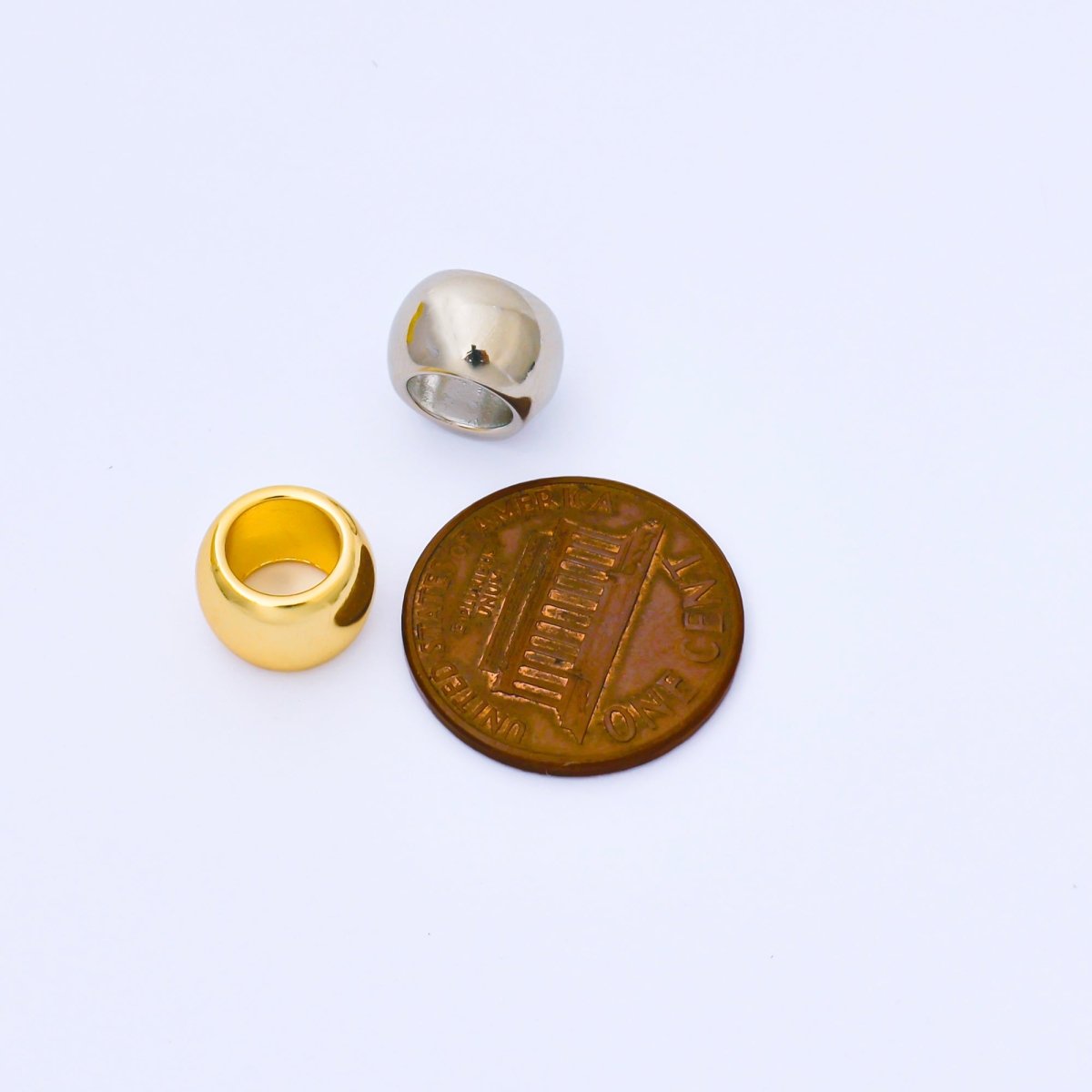 24K Gold Filled 10mm x 6.5mm Minimalist Dome Bead in Gold & Silver | B488