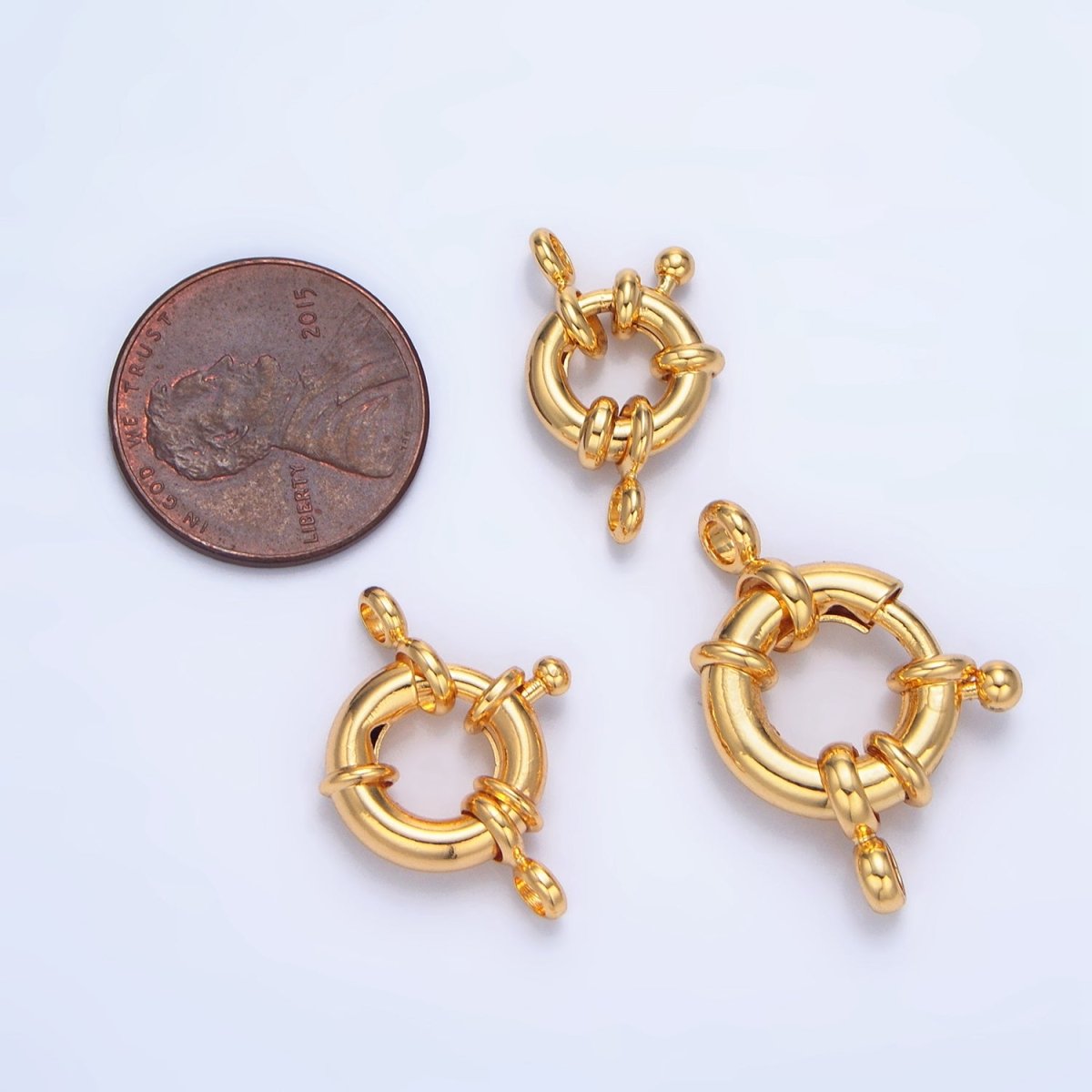24K Gold Filled 11mm, 15mm Double Loop Sailor Clasps Closure Findings | Z943 Z990