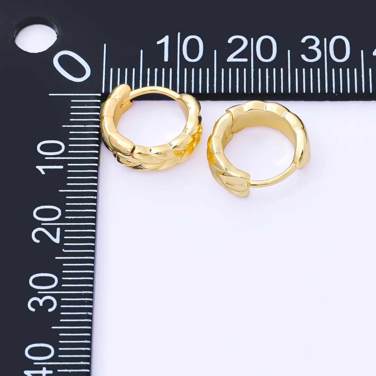 24K Gold Filled 12.5mm Minimalist Leaf Huggie Earrings in Gold & Silver | AB1616 AB1615