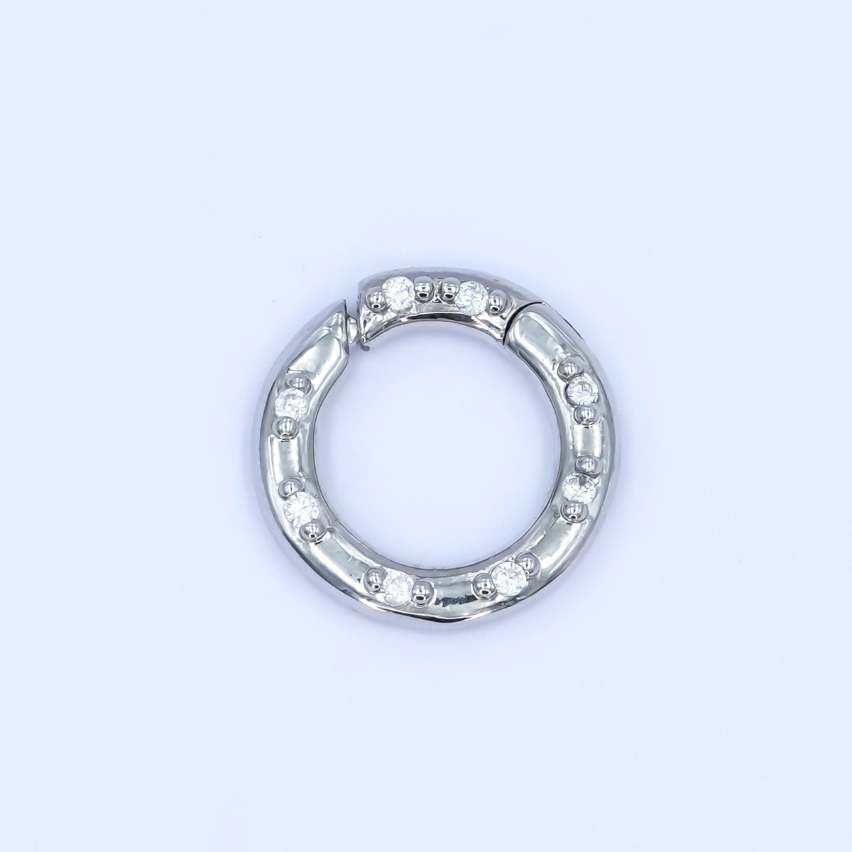 24K Gold Filled 12mm, 14mm, 16mm Clear CZ Dotted Round Pull Gate Findings in Gold & Silver | Z1051 - Z1053