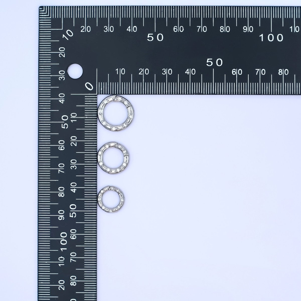 24K Gold Filled 12mm, 14mm, 16mm Clear CZ Dotted Round Pull Gate Findings in Gold & Silver | Z1051 - Z1053