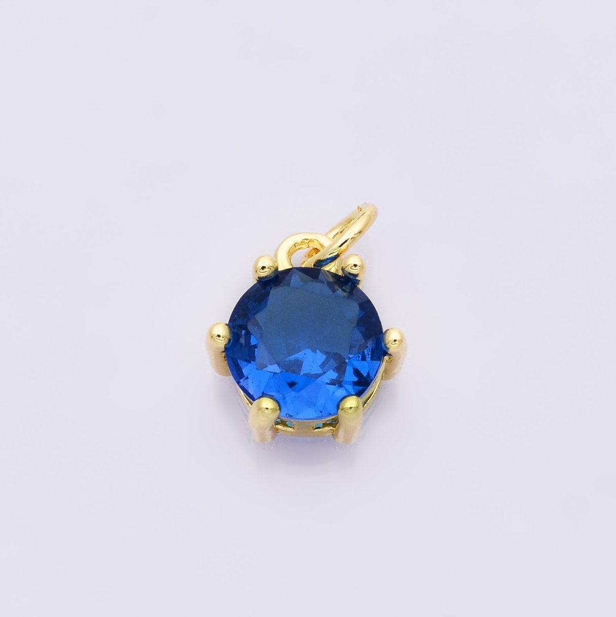 24K Gold Filled 12mm CZ Round Hexagon Prongs Personalized Charm | Charms-00173 ~ Charms-00182