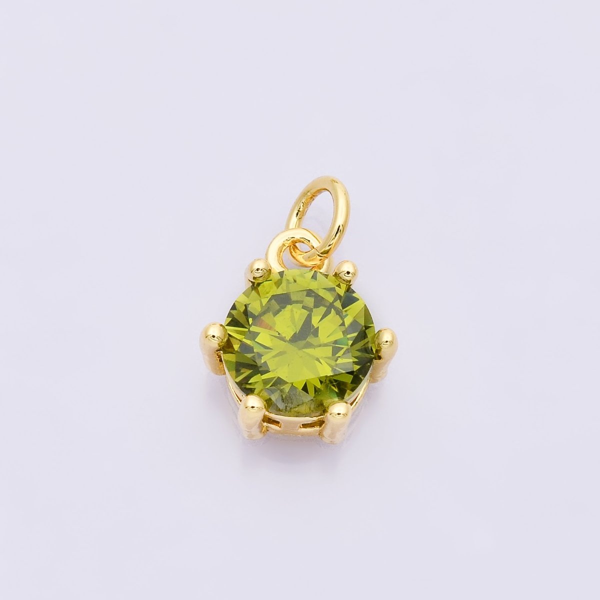 24K Gold Filled 12mm CZ Round Hexagon Prongs Personalized Charm | Charms-00173 ~ Charms-00182