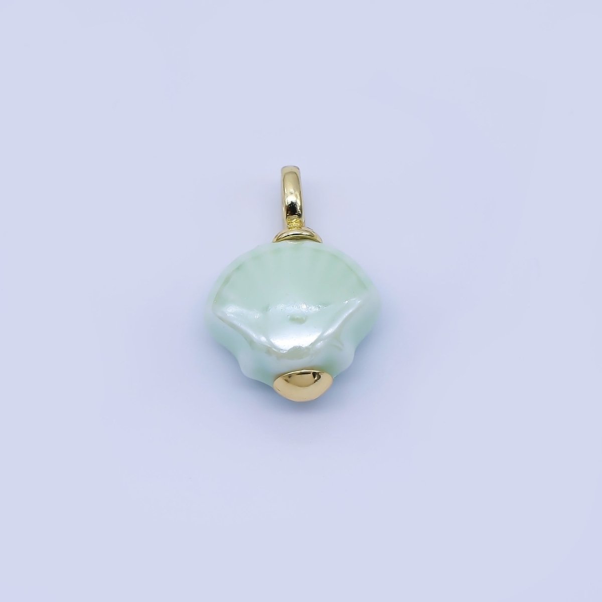 24K Gold Filled 12mm Handmade Ceramic Clam Seashell Charm | AF1577 - 1582
