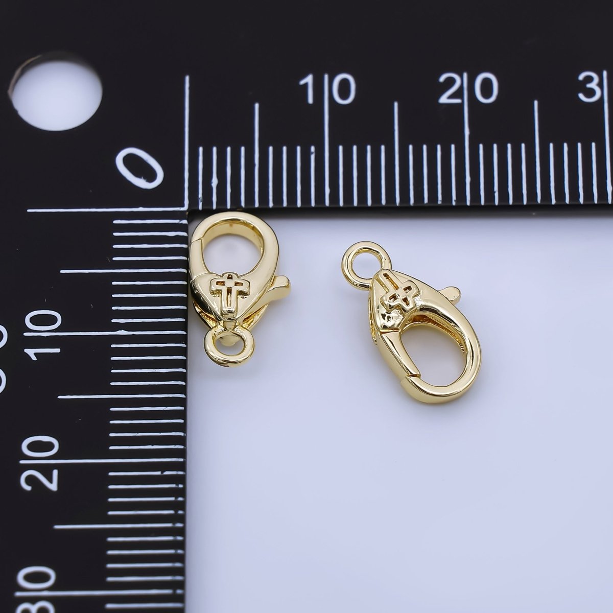 24K Gold Filled 13mm Christian Cross Lobster Clasp Charm Finding | Z1323