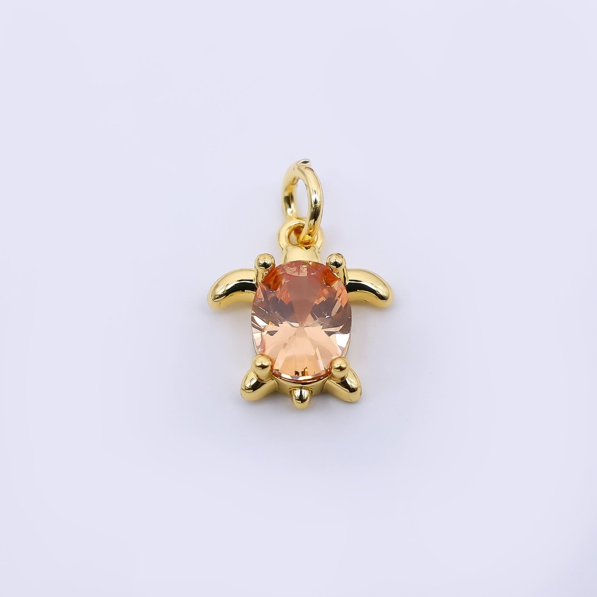 24K Gold Filled 13mm Orange CZ Turtle Tortoise Mini Charm | AF474