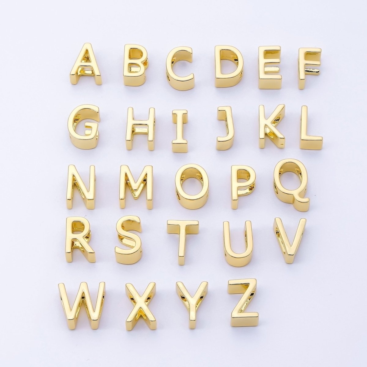 24K Gold Filled 13mm Personalized Minimalist Initial Letter Alphabet Bead | AF131 - AF143