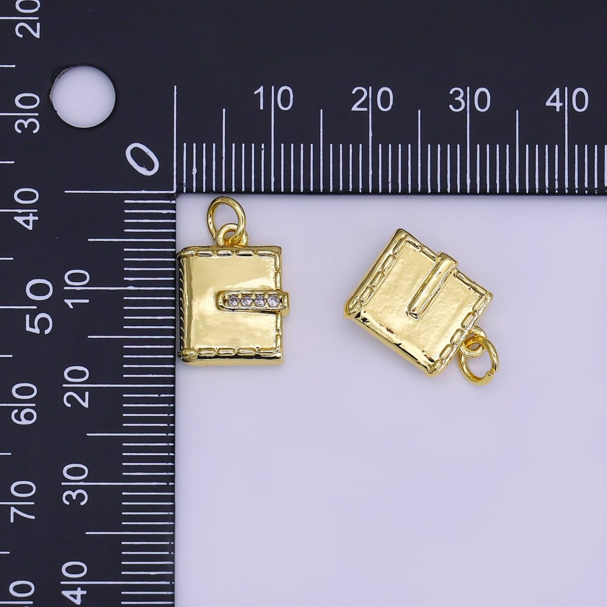 24K Gold Filled 14.5mm Micro Paved CZ Mini Luxe Wallet Book Diary Charm | AJ312