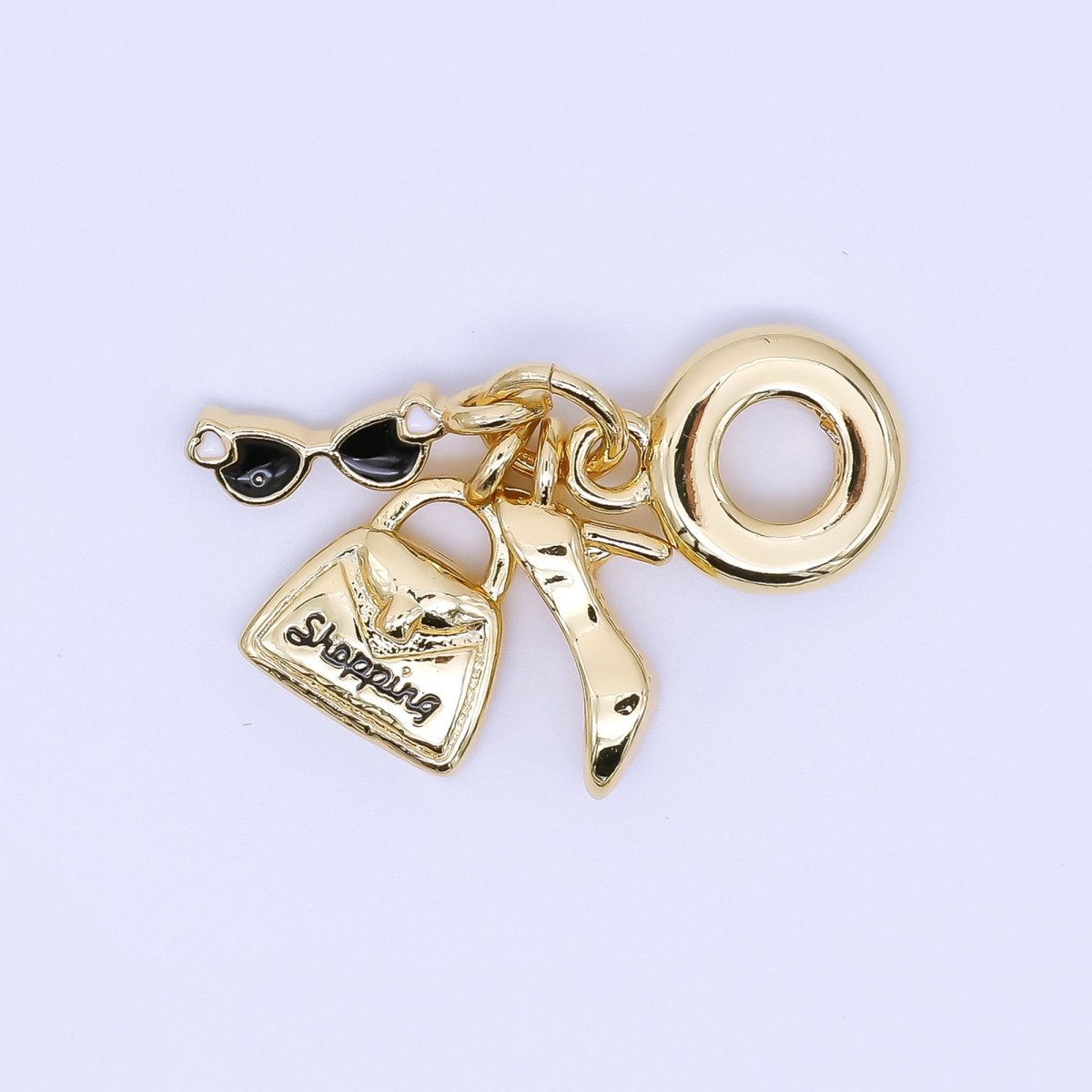 24K Gold Filled 14mm Sunglasses Heels Shopping Bag Drop Rondelle Charm | AC1652