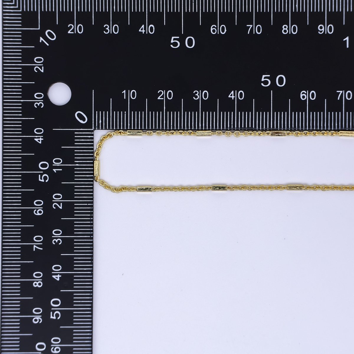 24K Gold Filled 1.5mm Bar Link Cube Tube Bar Cable Chain by Yard | ROLL-1651