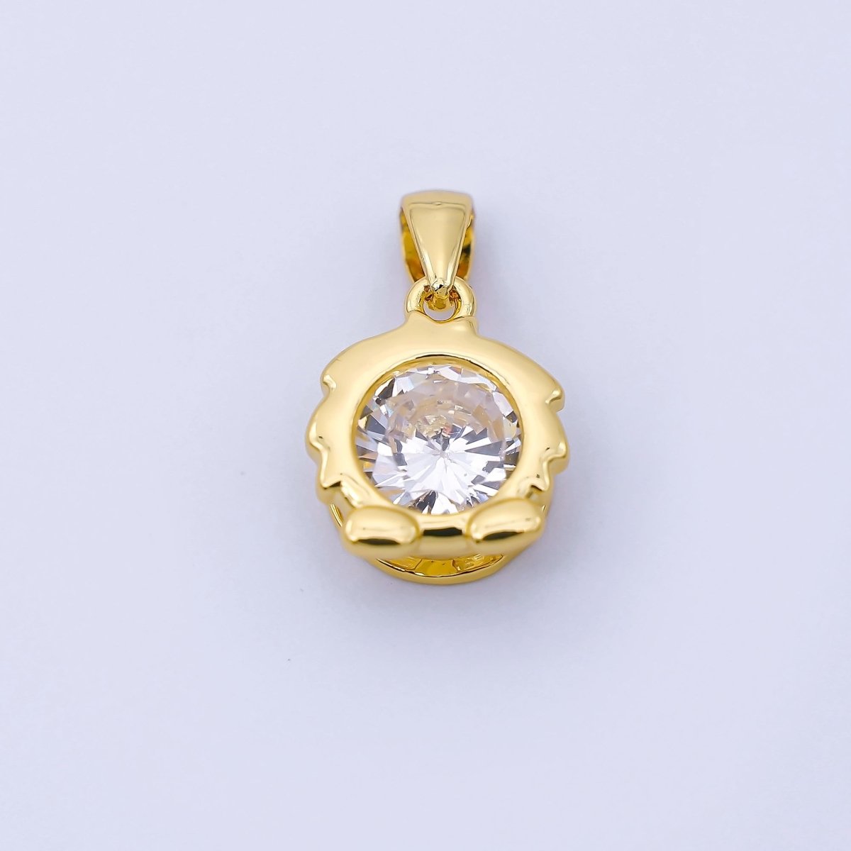 24K Gold Filled 15mm Clear CZ Zodiac Sign Pendant | A1352 - A1357