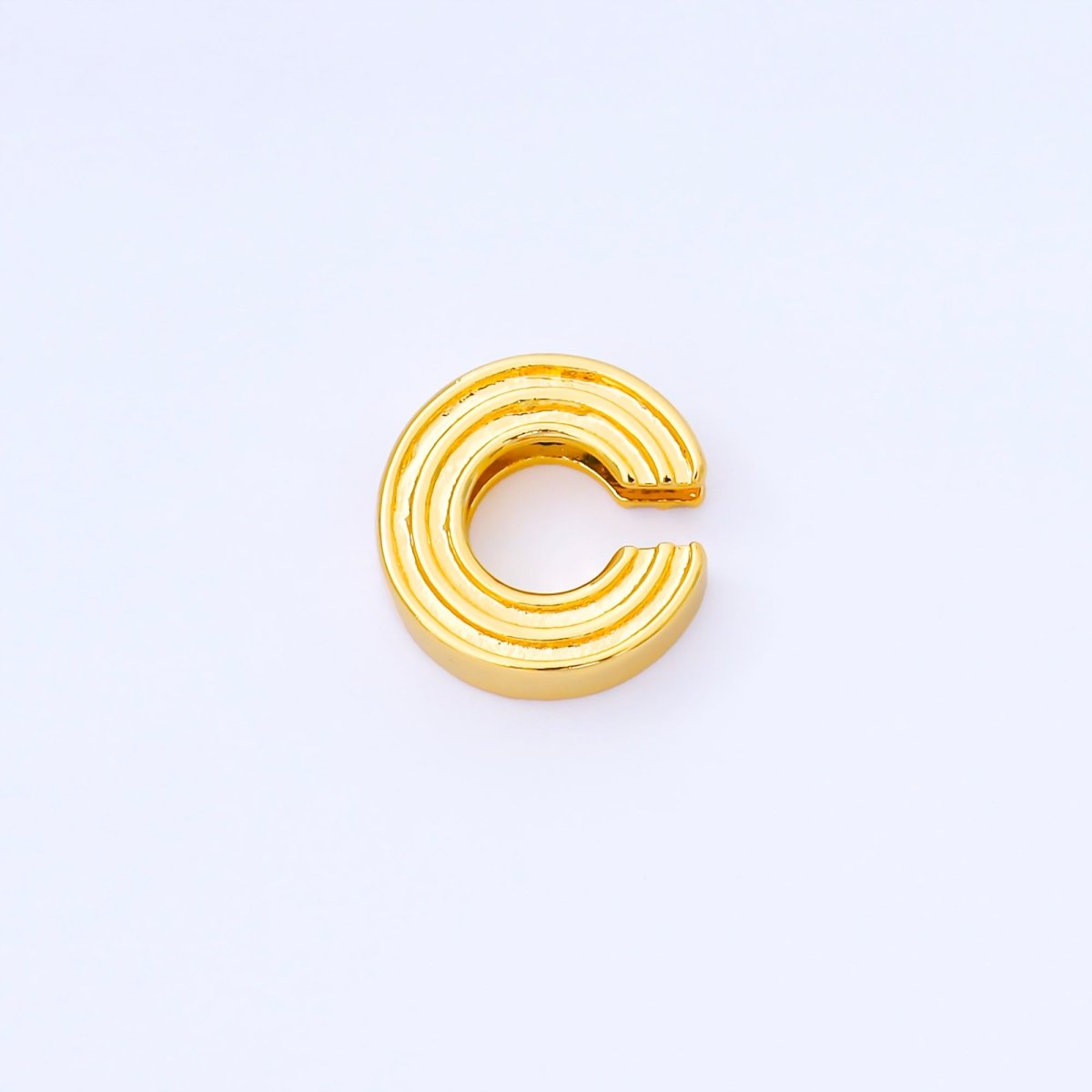 24K Gold Filled 15mm Initial Letter Alphabet Groovy Initial Spacer Bead | AF066 - AF078