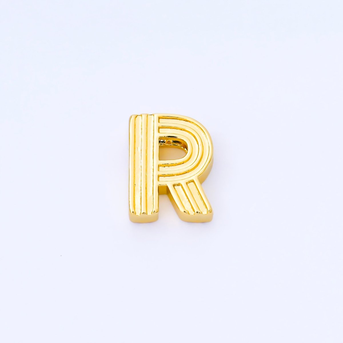 24K Gold Filled 15mm Initial Letter Alphabet Groovy Initial Spacer Bead | AF066 - AF078