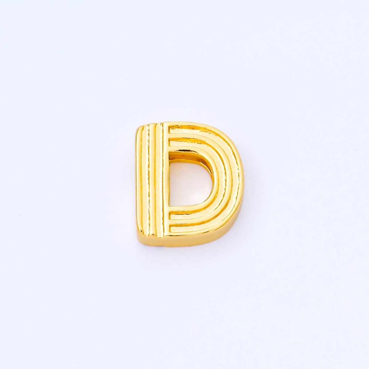 24K Gold Filled 15mm Initial Letter Alphabet Groovy Initial Spacer Bead | AF066 - AF078