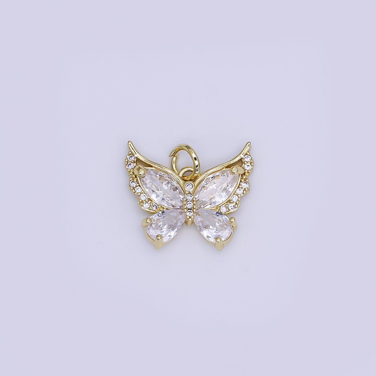 24K Gold Filled 15mm Marquise CZ Mariposa Elegant Butterfly Animals Charm | AJ-363