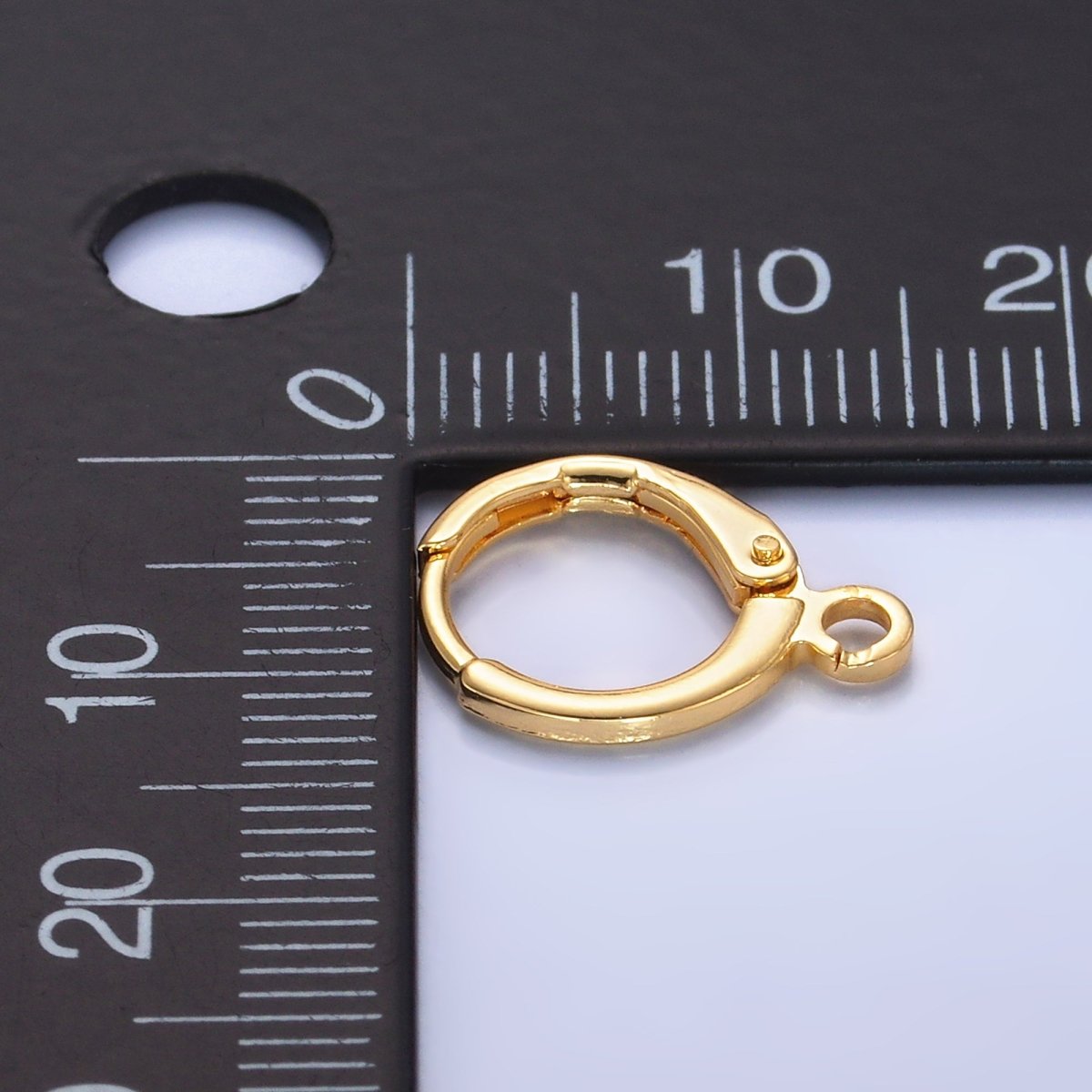 24K Gold Filled 15mm Minimalist Hinge Huggie Open Loop Drop Earring Findings | Z1279