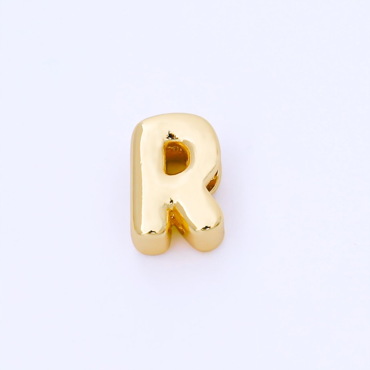 24K Gold Filled 15mm Personalized Monogram Chubby Bubble Initial Letter Alphabet Bead | AF079 - AF091
