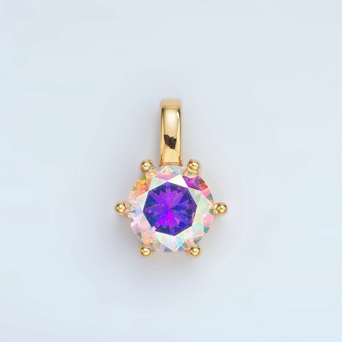 24K Gold Filled 15mm Round CZ Minimalist Personalized Pendant | AA1382