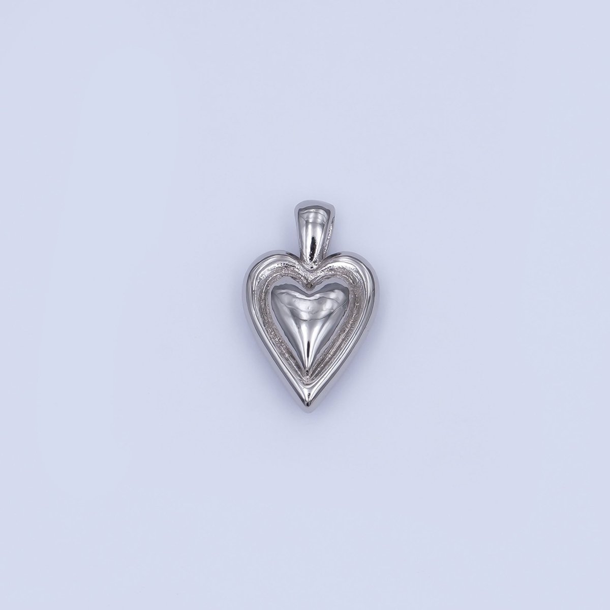 24K Gold Filled 16.5mm Chubby Heart Pendant in Gold & Silver | AH458