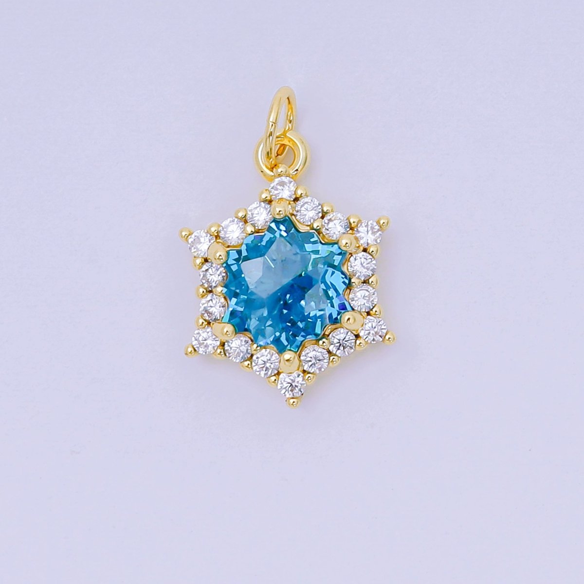 24K Gold Filled 16.9mm Micro Paved & Multicolor CZ Northern Star-Shaped Birthstone Charm | AC-1575 - AC-1581