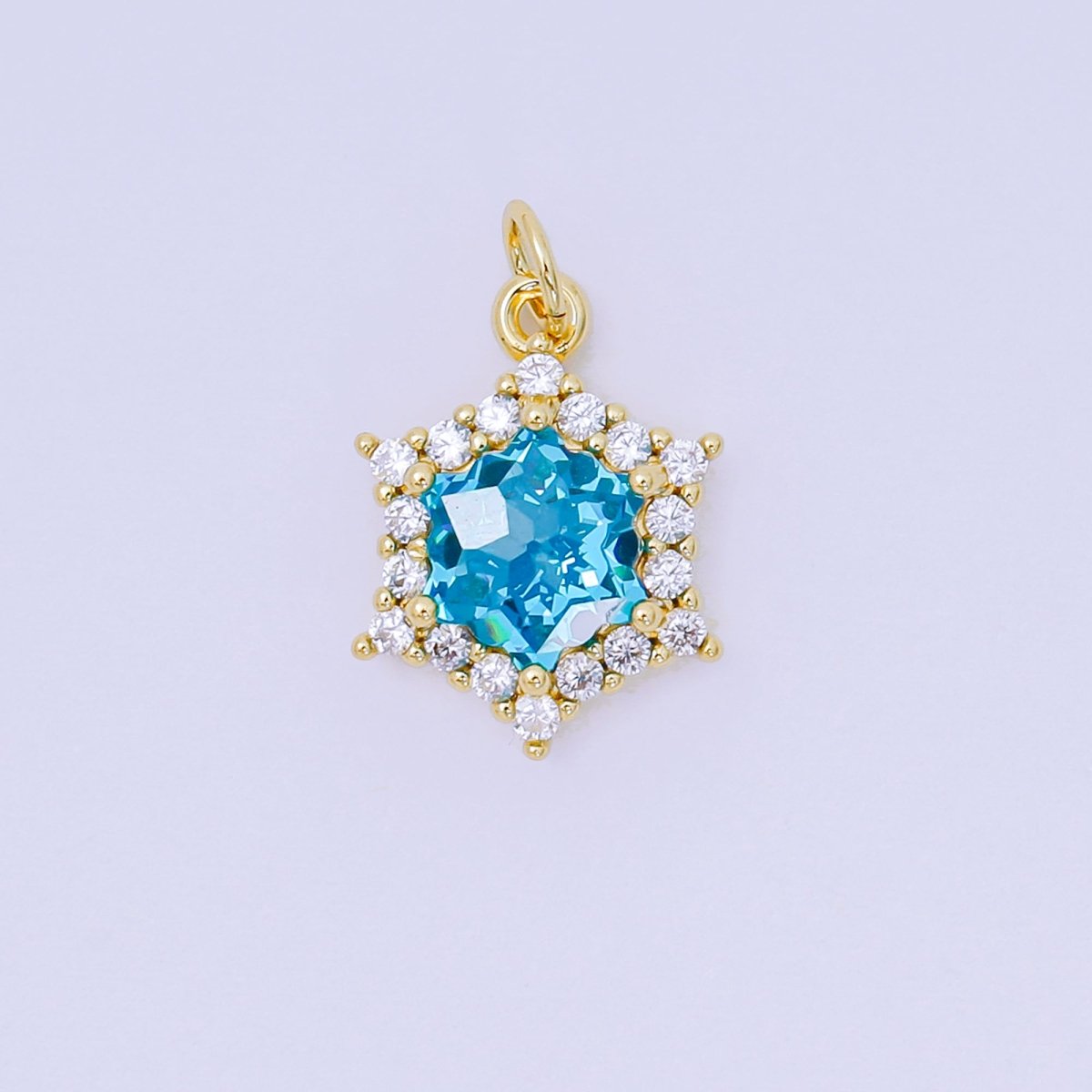 24K Gold Filled 16.9mm Micro Paved & Multicolor CZ Northern Star-Shaped Birthstone Charm | AC-1575 - AC-1581