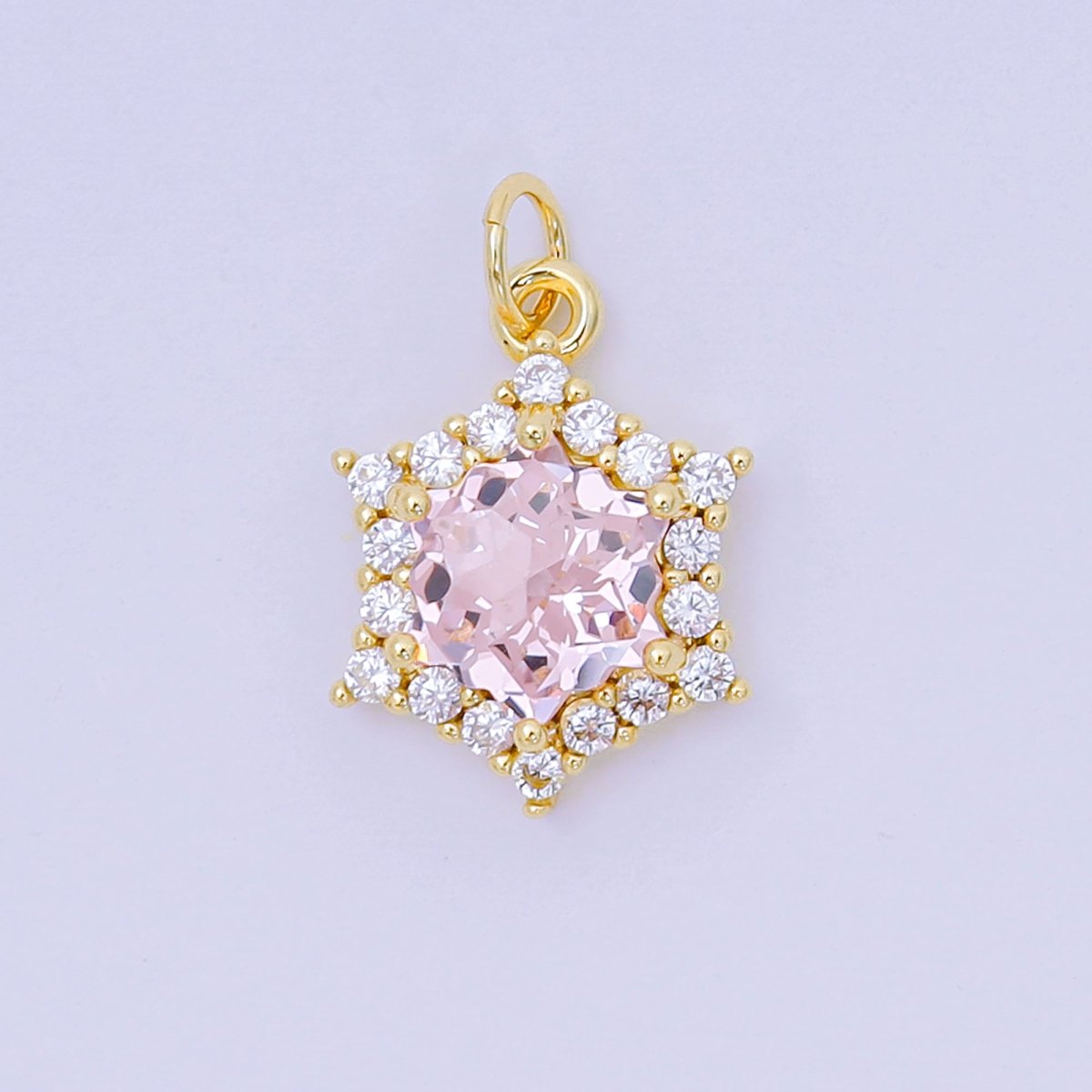 24K Gold Filled 16.9mm Micro Paved & Multicolor CZ Northern Star-Shaped Birthstone Charm | AC-1575 - AC-1581