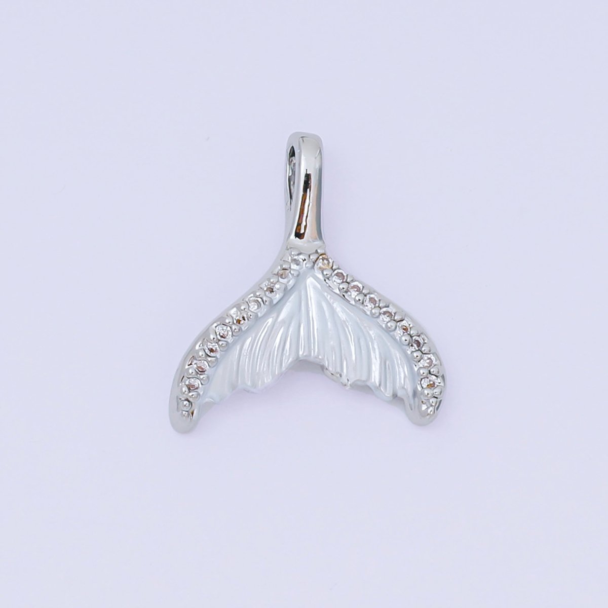 24K Gold Filled 16mm Micro Paved CZ Shell Pearl Mermaid Tail Fish Pendant in Gold & Silver | AA1575
