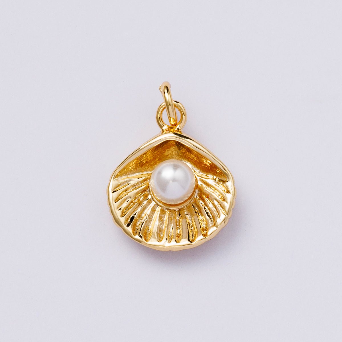 24K Gold Filled 16mm Shell Pearl Scallop Clam Sea Charm | CHARMS-00448