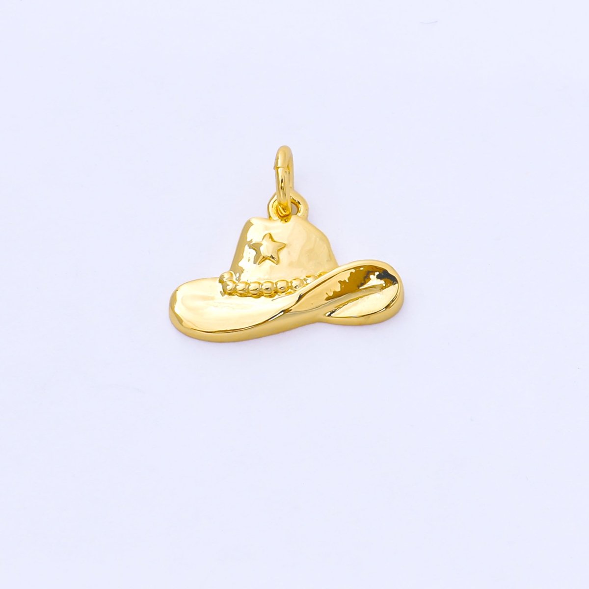 24K Gold Filled 16mm Star Cowboy Hat Mini Charm in Gold & Silver | AF1519