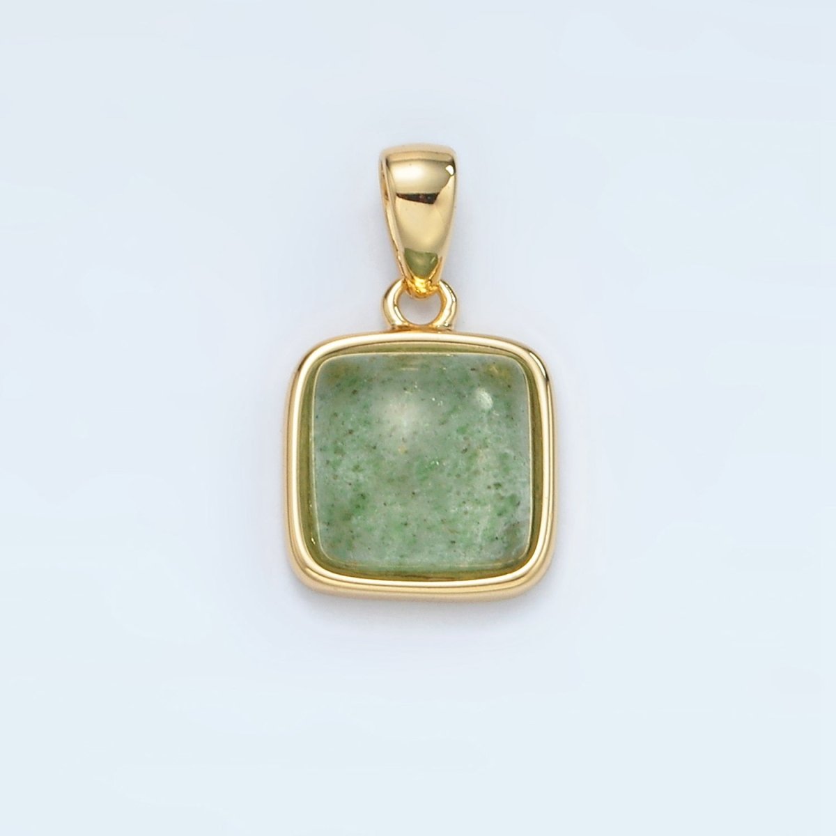 24K Gold Filled 17mm Natural Gemstone Bezel Square Pendant | AH165 - AH168