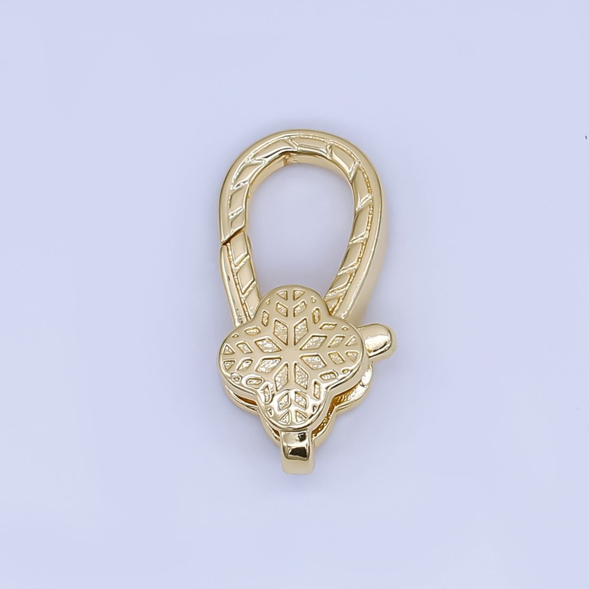 24K Gold Filled 18.6mm Design Textured Snowflake Lobster Clasp Charm Finding | Z1354
