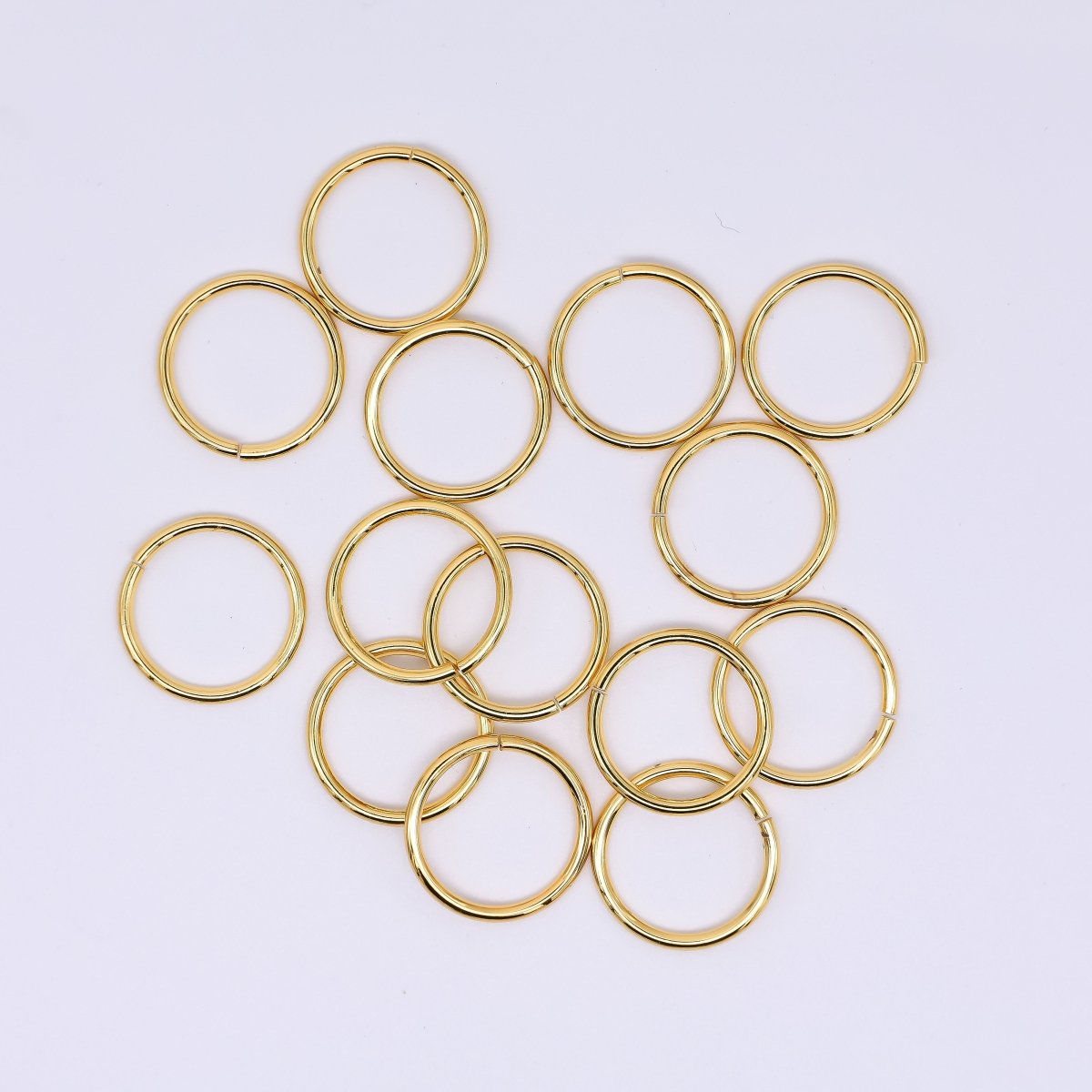 24K Gold Filled 18mm x 1.5mm Minimalist Round Jump Ring Findings Set in Gold & Silver | SP-01639