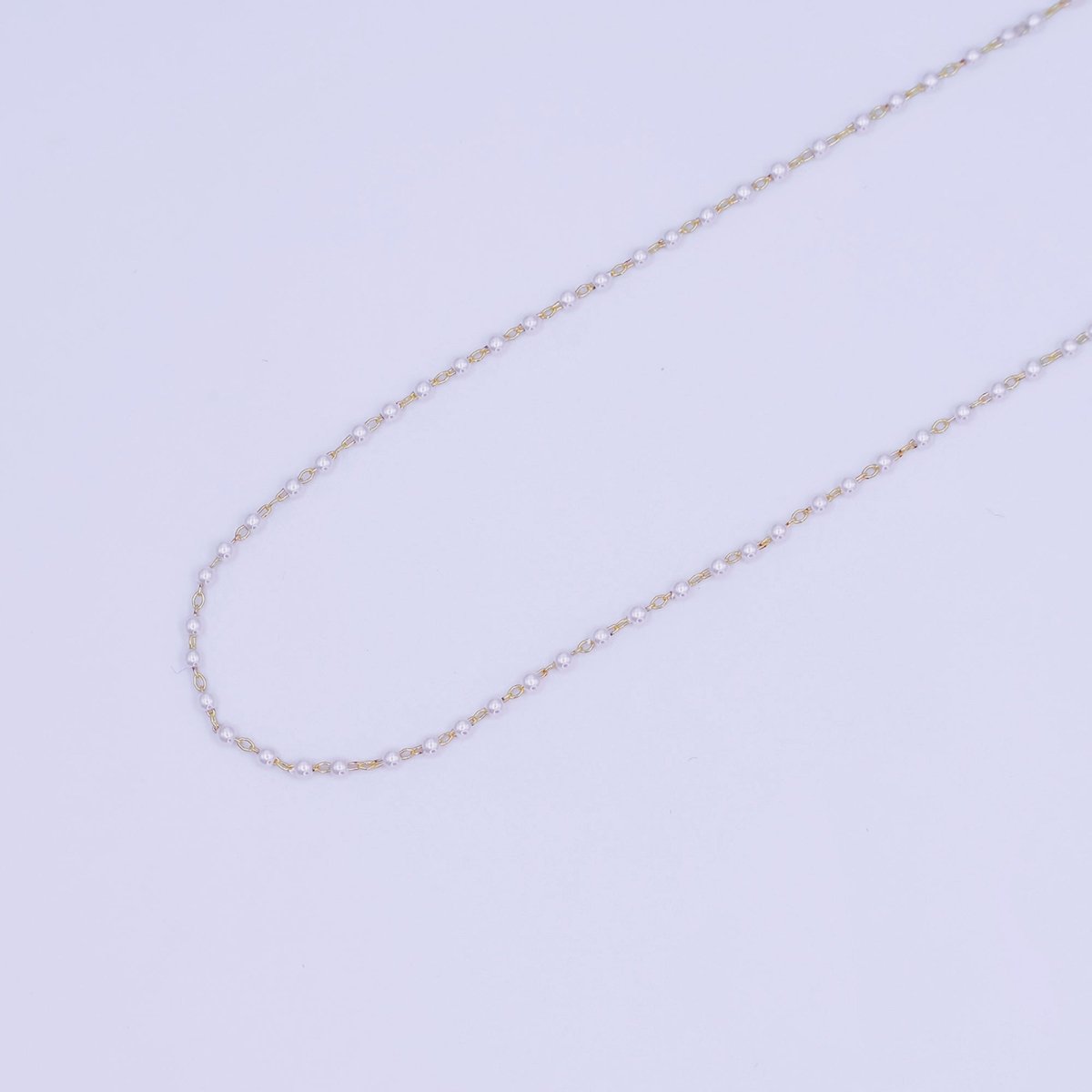 24K Gold Filled 1.8mm Shell Pearl Link Unfinished Chain by Yard | Roll-1661