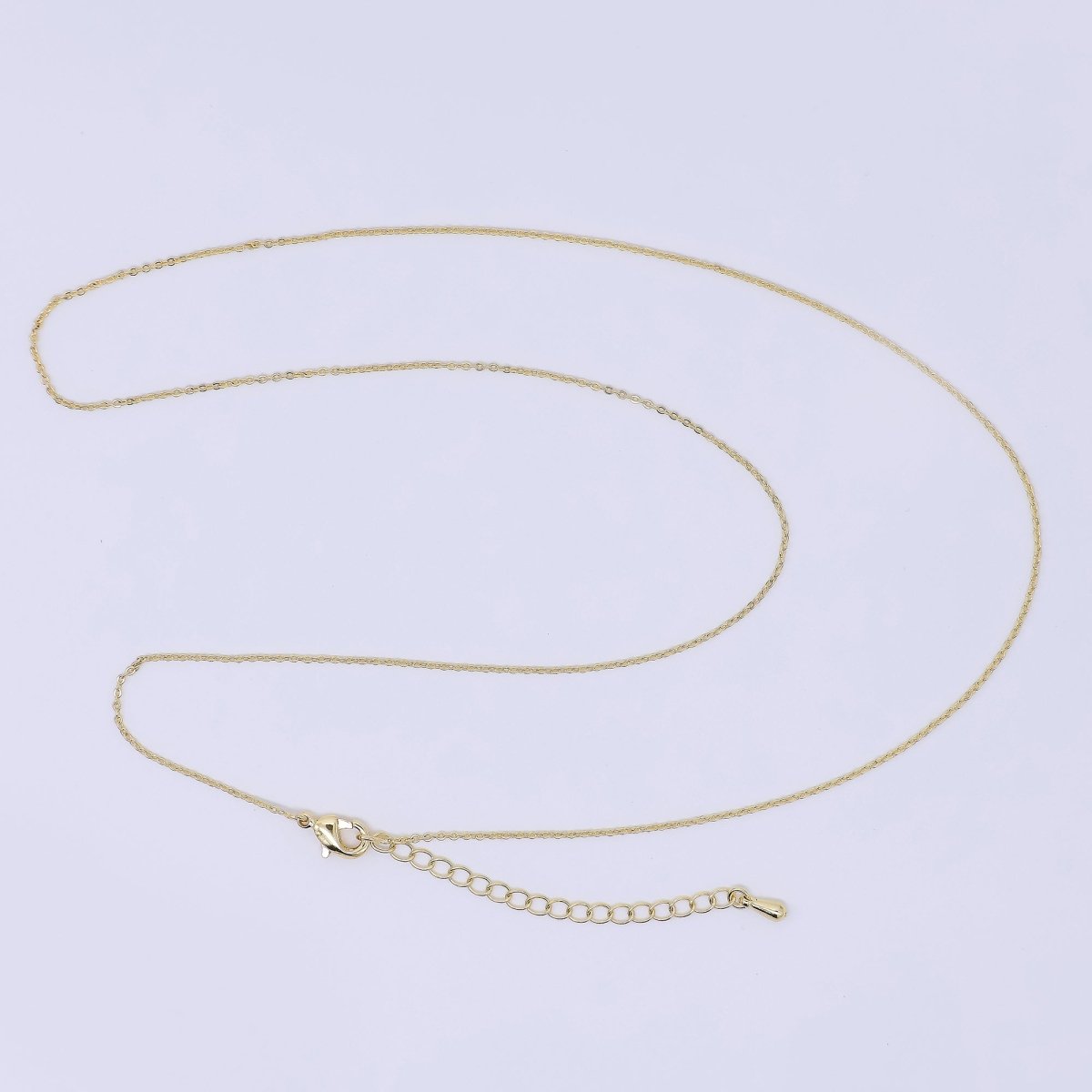 24K Gold Filled 1mm Dainty Minimalist Cable Chain 19.5 Inch Necklace w. Extender | WA-3242