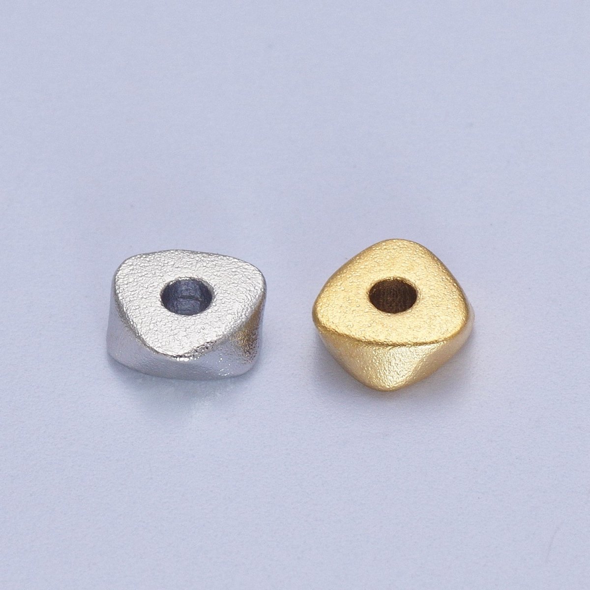 24K Gold Filled 1 Pc 6.5mm Matte Geometric Triangle Bead Supply in Gold & Silver | K-309 K-310