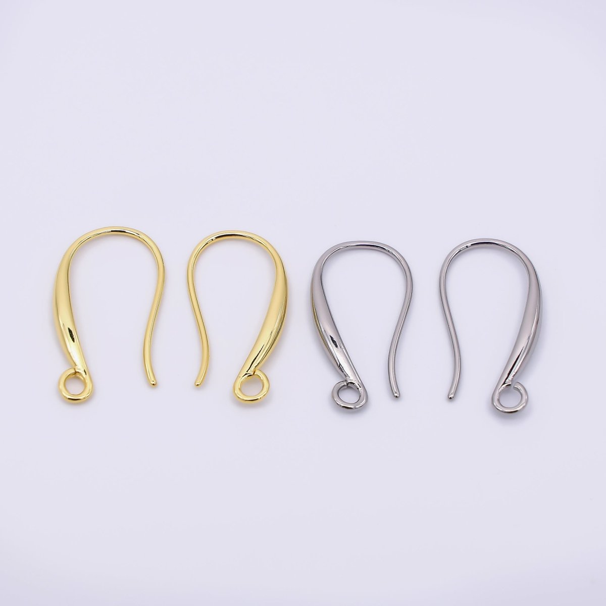24K Gold Filled 20mm Classic Earring Hook with Open Loops in Gold & Silver | Z-1288 Z-1289