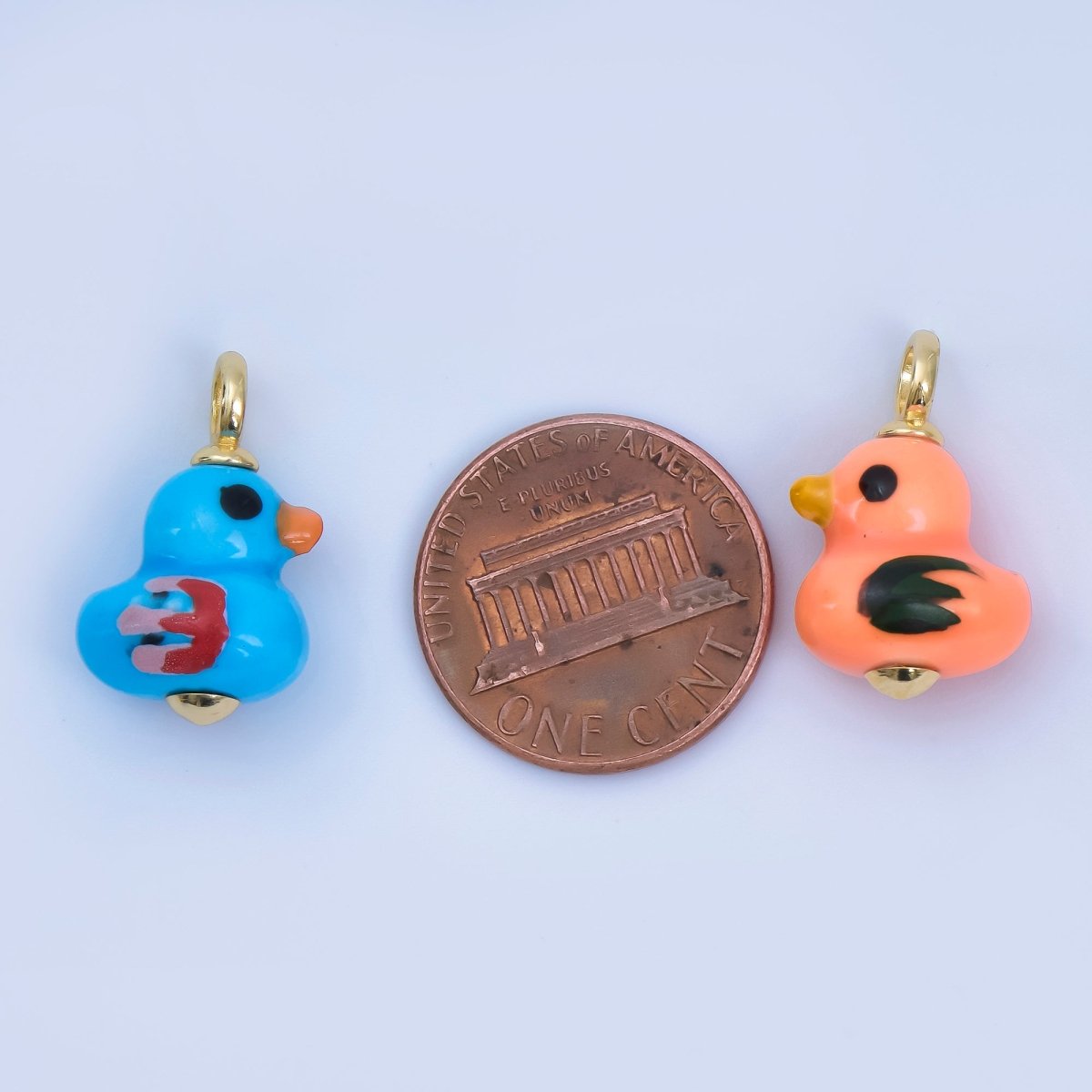 24K Gold Filled 20mm Duck Bird Ceramic Porcelain Drop Pendant | C953 - C959