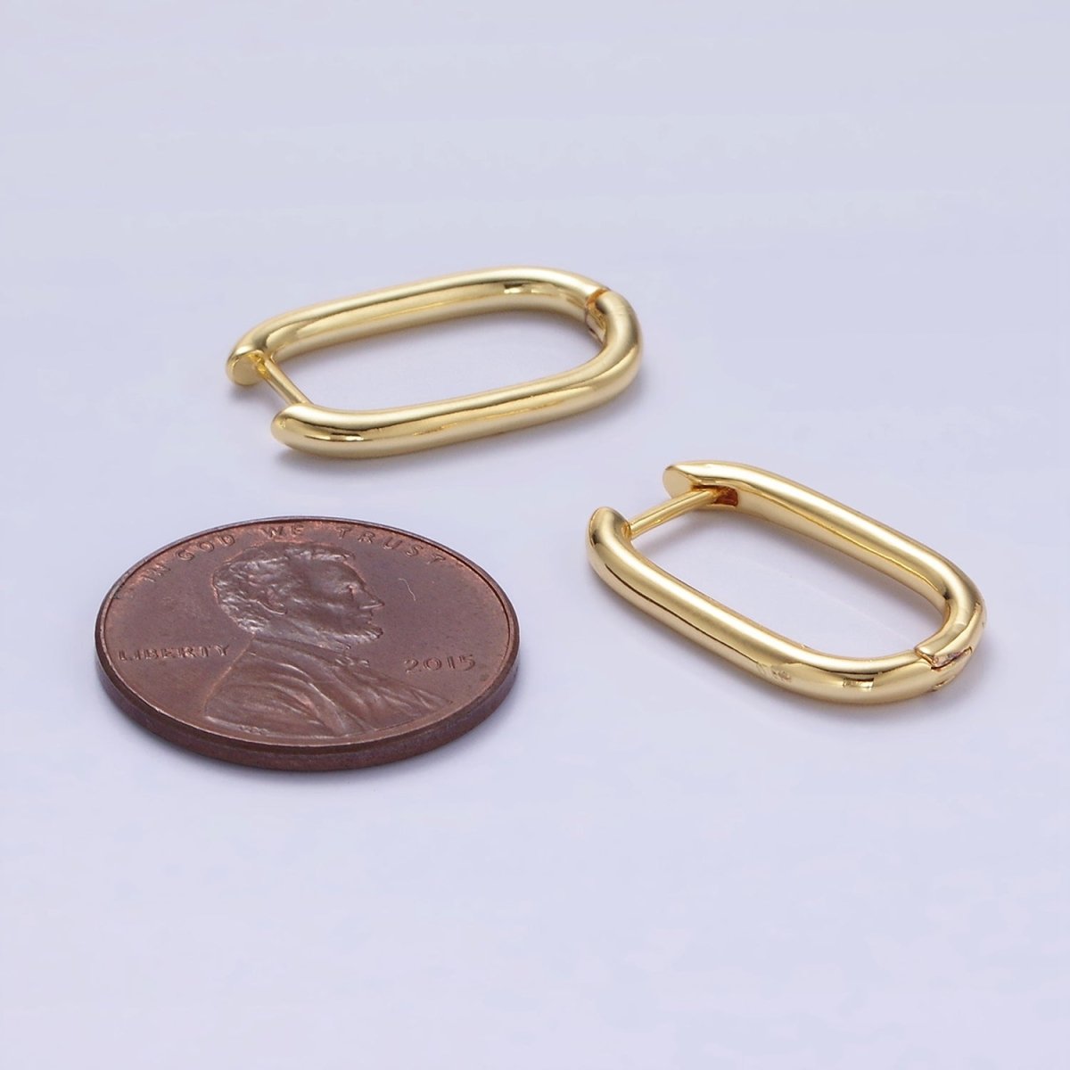 24K Gold Filled 20mm Minimalist Oblong Hoop Earrings | P191