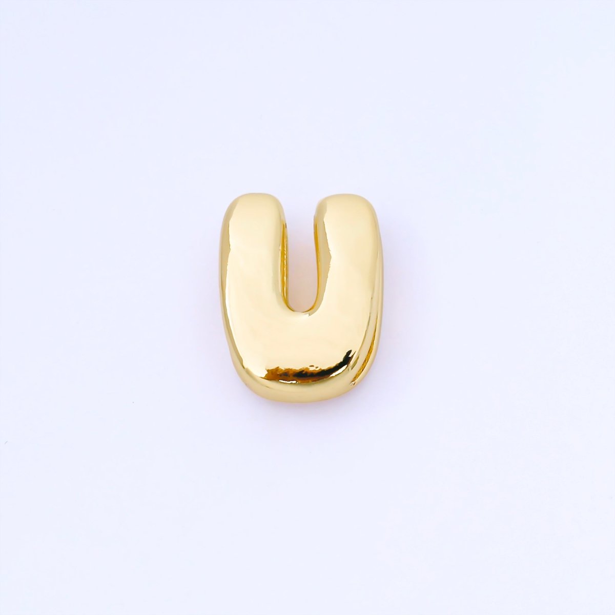 24K Gold Filled 20mm Personalized Cord Chubby Bubble Initial Letter Alphabet Bead | AF105 - AF117