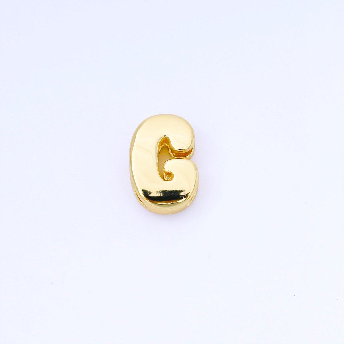 24K Gold Filled 20mm Personalized Cord Chubby Bubble Initial Letter Alphabet Bead | AF105 - AF117