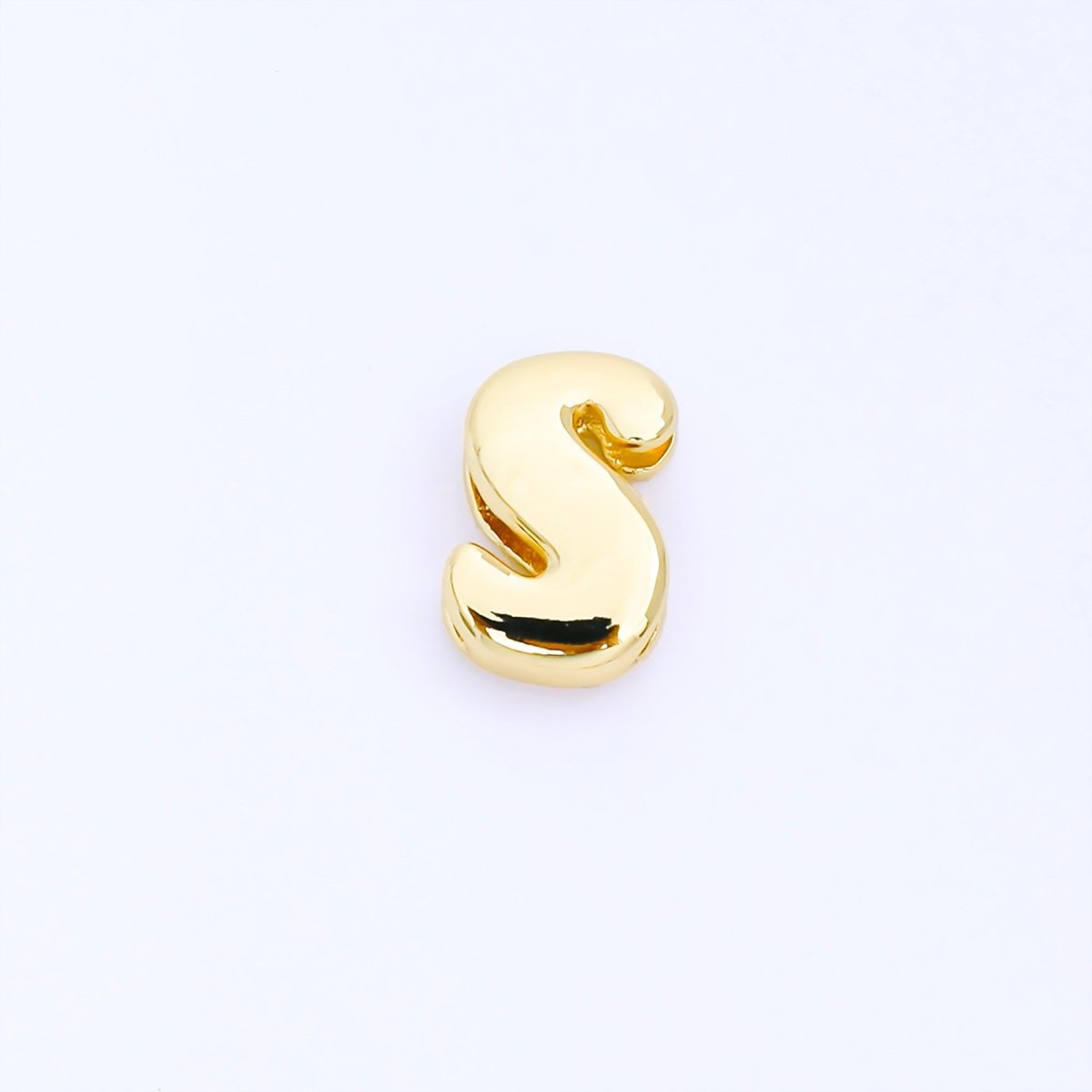 24K Gold Filled 20mm Personalized Cord Chubby Bubble Initial Letter Alphabet Bead | AF105 - AF117