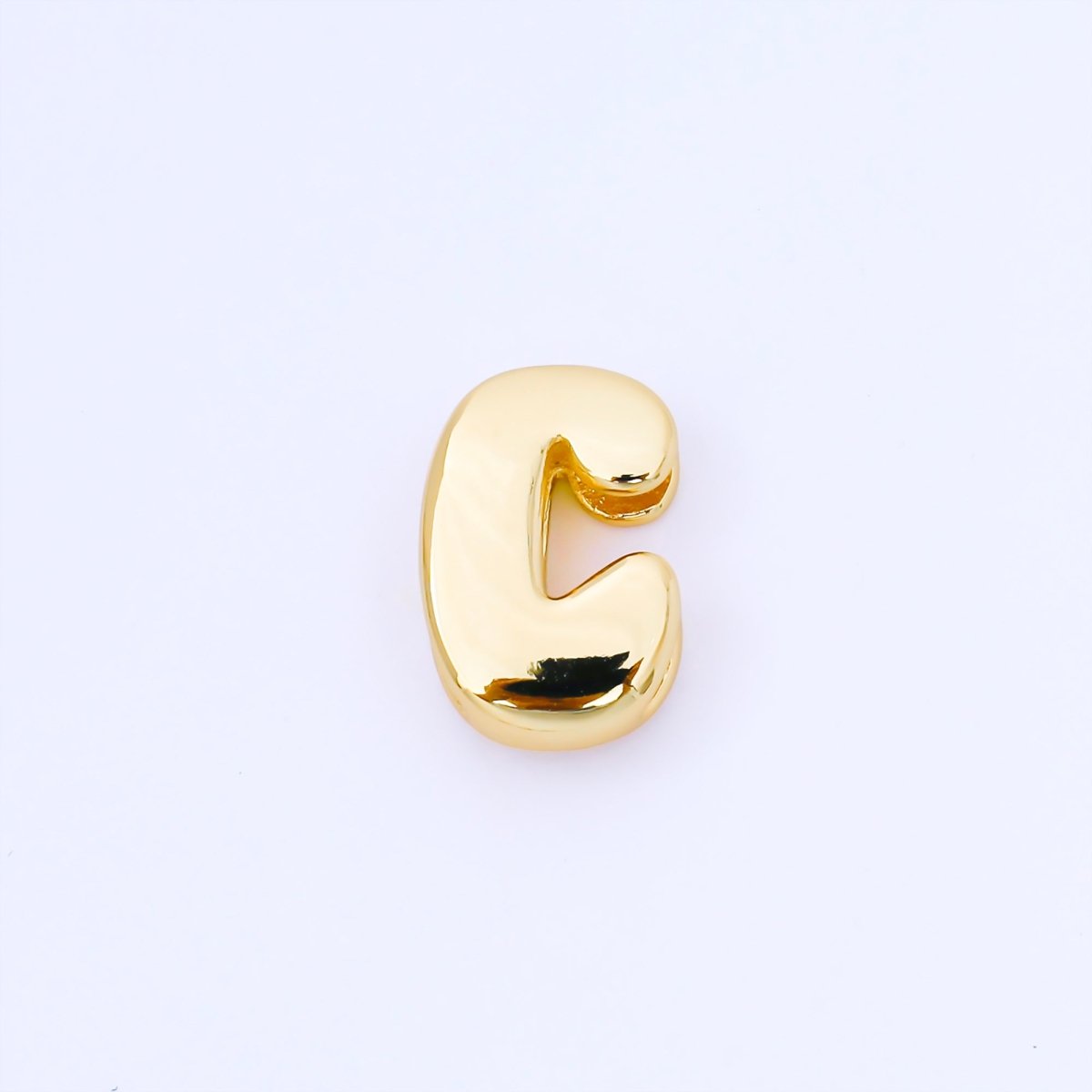 24K Gold Filled 20mm Personalized Cord Chubby Bubble Initial Letter Alphabet Bead | AF105 - AF117
